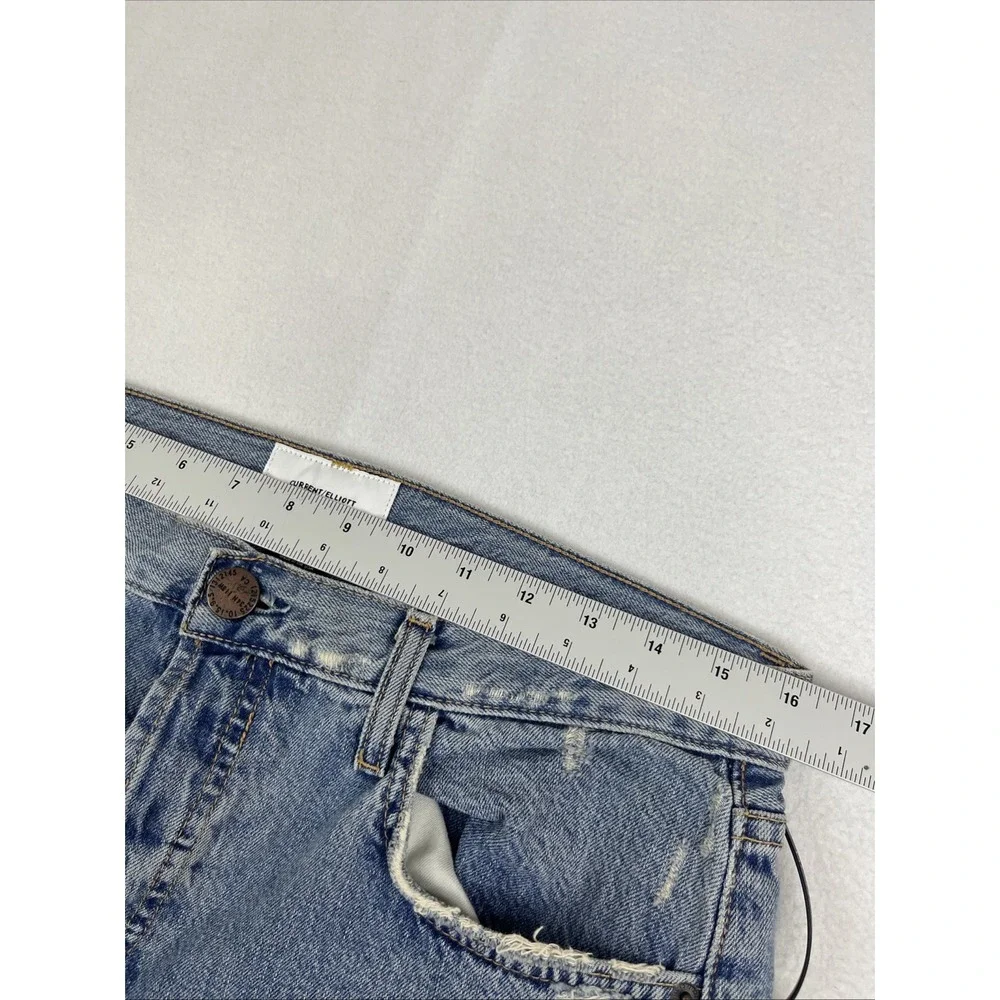 Current Elliott The Original Straight Prep Distressed Jeans Blue Size 29 NWT